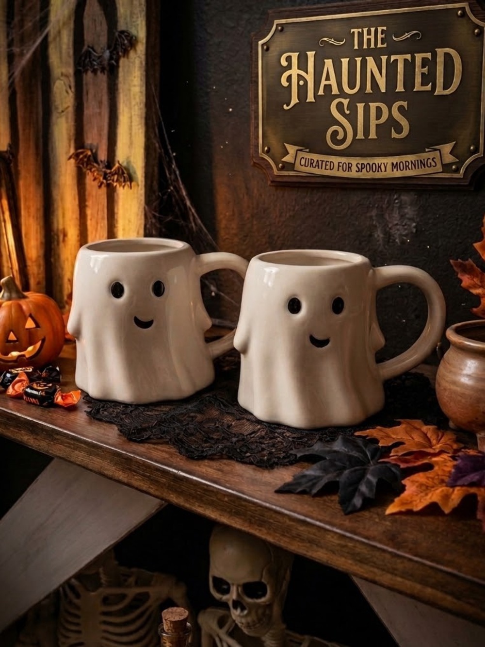 Ghost Ceramic Coffee Mugs 2pc Set